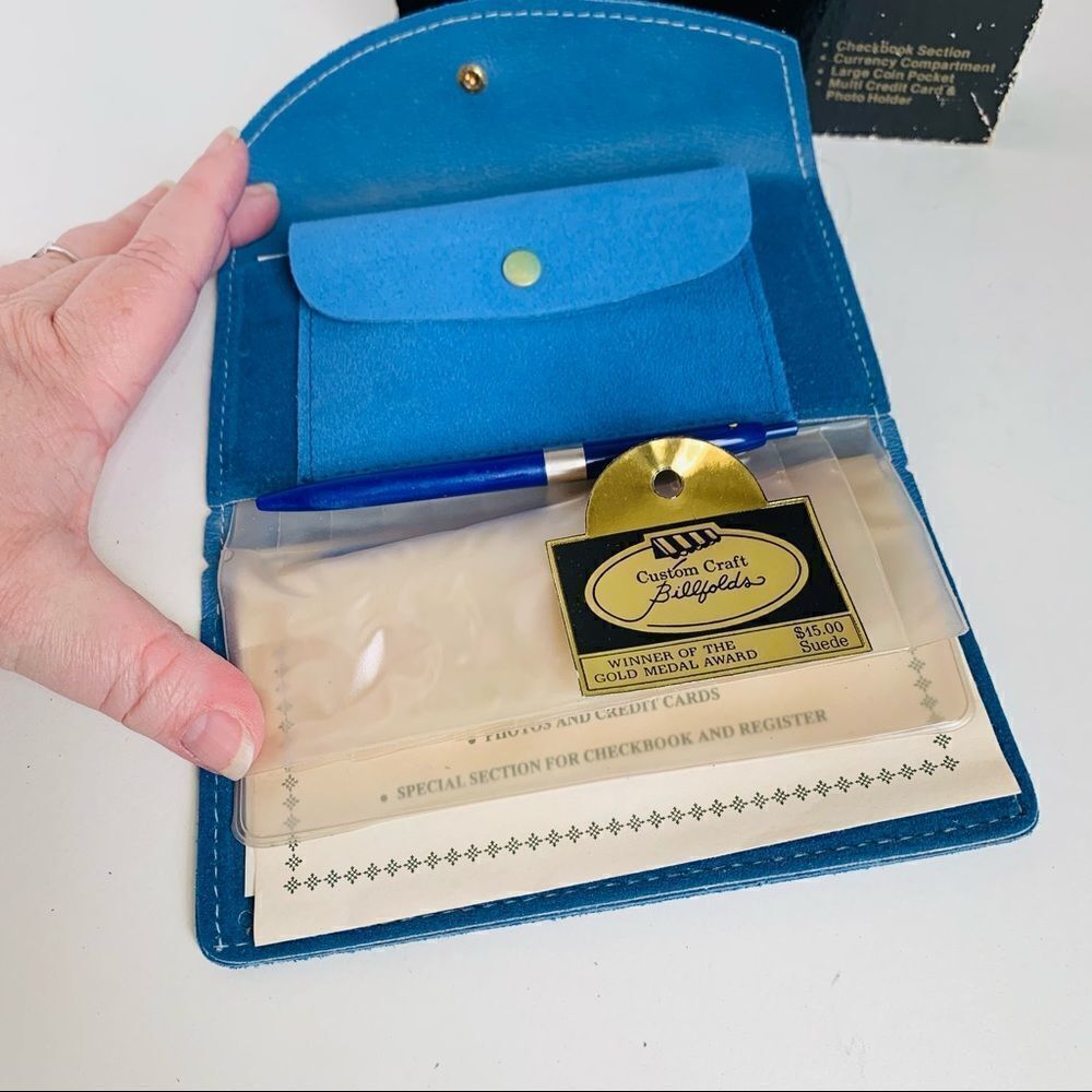 -‎ VTG Custom Craft Checkmate Suede Leather Wallet - Picture 3 of 3